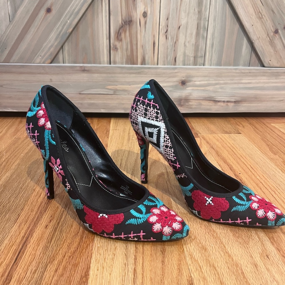Charles by Charles David floral Embroidered heels, 3.5 inches